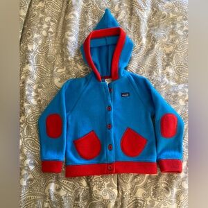 Patagonia Toddler Fleece hoodie size 4T red and blue